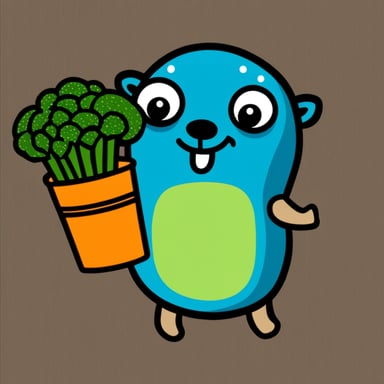 Go Blue Gopher wearing a graphical t-shirt with a broccoli.