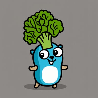 Go Blue Gopher wearing a graphical t-shirt with a broccoli.