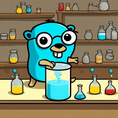 Go Blue Gopher mixing a tank of different liquids.