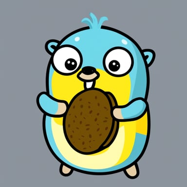 Go blue gopher eating a banana.