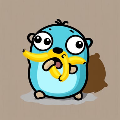 Go blue gopher eating a banana.
