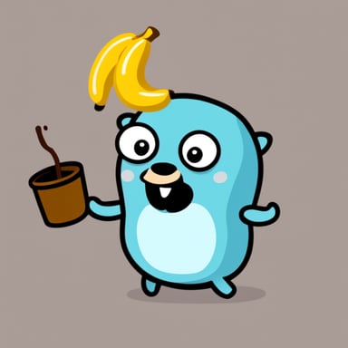Go blue gopher eating a banana.