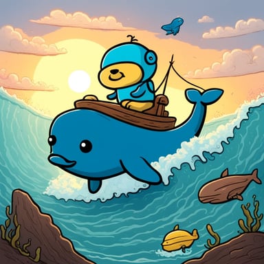 Go blue gopher riding a whale.