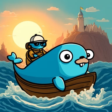 Go blue gopher riding a whale.