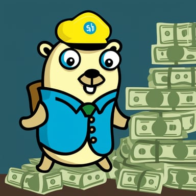 Go Blue Gopher as a capitalist gopher with lots of money