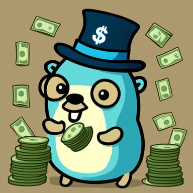 Go Blue Gopher as a capitalist gopher with lots of money