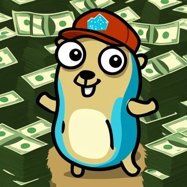 Go Blue Gopher as a capitalist gopher with lots of money.