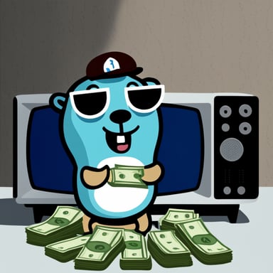 Go Blue Gopher is holding money at a TV studio.
