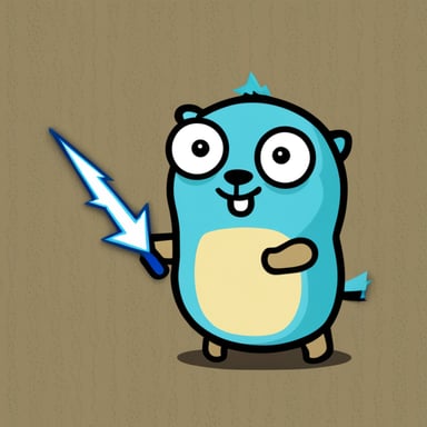 Go Blue Gopher throwing bolts like Zeus.
