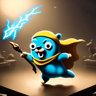Go Blue Gopher throwing bolts like Zeus.