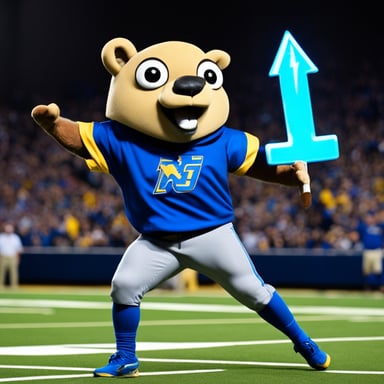 Go Blue Gopher throwing bolts like Zeus.