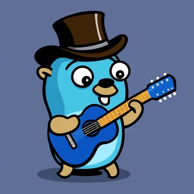 Go Blue Gopher playing the guitar.