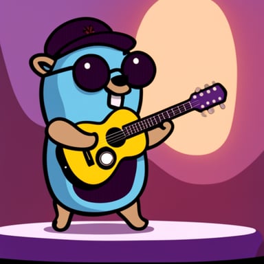 Go Blue Gopher playing the guitar.