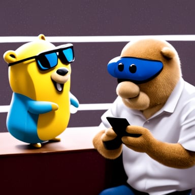 Go Blue Gopher sharing notes with another Go Blue Gopher.