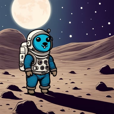 Go Blue Gopher in a spacesuit on the moon.