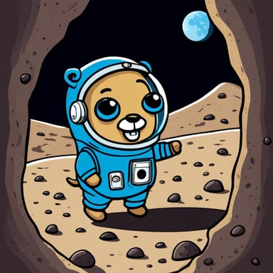 Go Blue Gopher in a spacesuit on the moon.