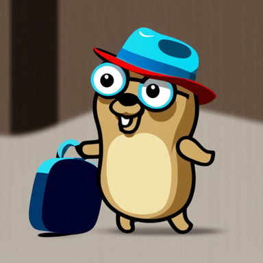 Go Blue Gopher wearing a red fedora hat