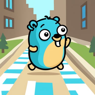 Go Blue Gopher playing hopscotch