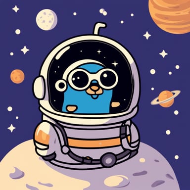 Go Blue Gopher as an astronaut on Saturn.