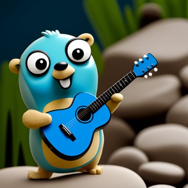 Go Blue Gopher playing the guitar.