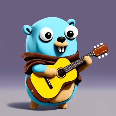 Go Blue Gopher playing the guitar.