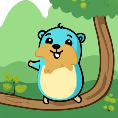 Go Blue Gopher singing on a branch.