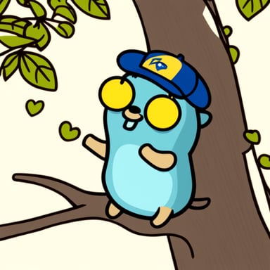 Go Blue Gopher singing on a branch.