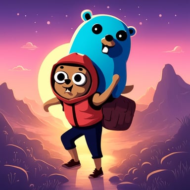 A father Go Blue Gopher carrying his daughter on his back.