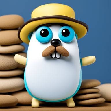 Go Blue Gopher is a male gopher with a mustache wearing white crew socks.