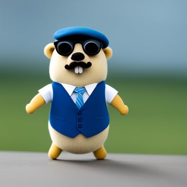 Go Blue Gopher is a male gopher with a mustache wearing white crew socks.