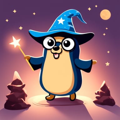 Go blue gopher as the little wizard.