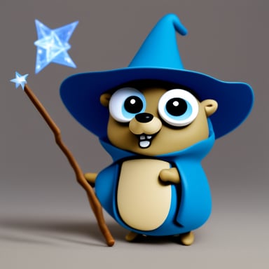 Go blue gopher as the little wizard.