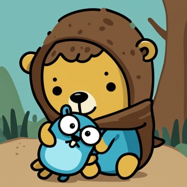 Happy Go Blue Gopher cuddling a teddy bear.