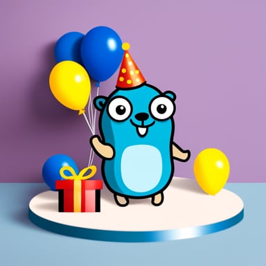 Go Blue Gopher with a happy birthday sign.