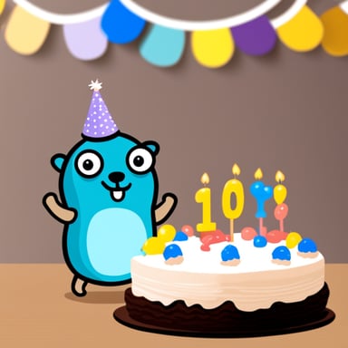 Go Blue Gopher with a happy birthday sign.