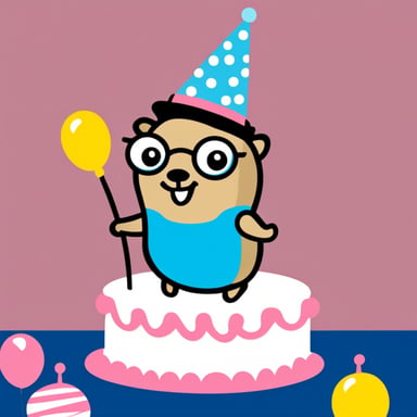 Go Blue Gopher holding a happy birthday sign.