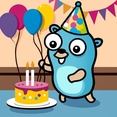Go Blue Gopher holding a happy birthday sign.