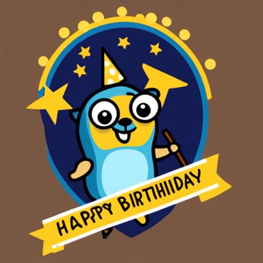 Go Blue Gopher holds a Happy 56th Birthday sign, celebrating cheerfully.