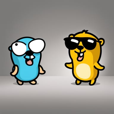 Two Go Blue Gopher mascots chatting over a web application.