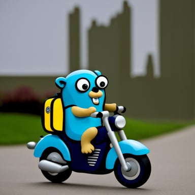 Go Blue Gopher rides a motorbike.