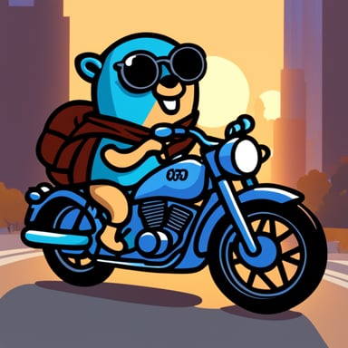 Go Blue Gopher rides a motorbike.