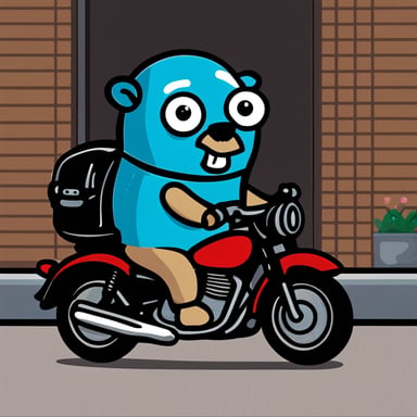 Go Blue Gopher rides a motorbike.