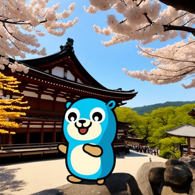 Go Blue Gopher visited Kyoto's Kiyomizu-dera, enjoying the serene beauty of this historic temple.