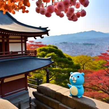 Go Blue Gopher visited Kyoto's Kiyomizu-dera, enjoying the serene beauty of this historic temple.