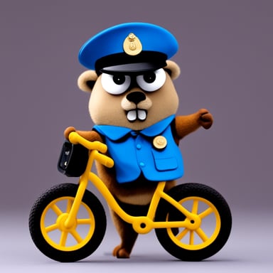 Go Blue Gopher as a policeman on a bicycle.
