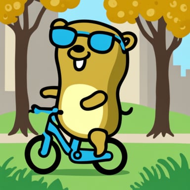 Go Blue Gopher on a bicycle