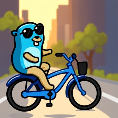 Go Blue Gopher on a bicycle