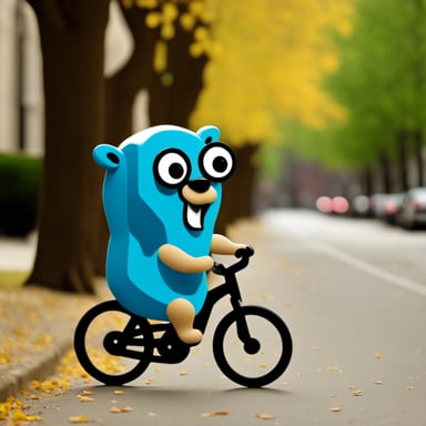 Go Blue Gopher on a bicycle