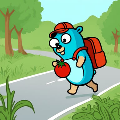 Go Blue Gopher crossed the road with a big bag on his back and drank tomato juice.