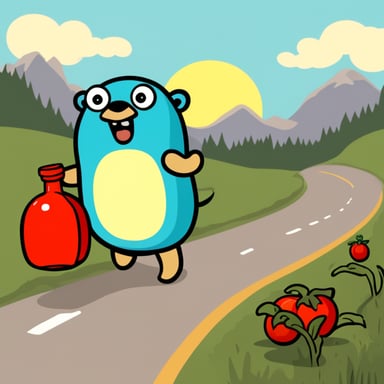 Go Blue Gopher crossed the road with a big bag on his back and drank tomato juice.